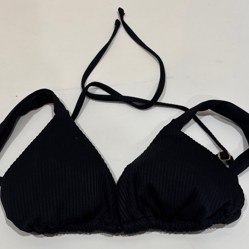 Hollister Black Textured Bikini Top